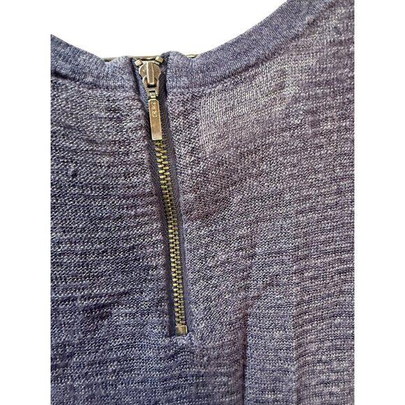 Loft Petite Womens Blue Textured Short Sleeve Top With Back Zipper - Picture 5 of 10